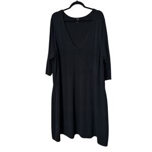 Lane Bryant Dress Womens Size 26/28 Black V-Neck 3/4 Sleeve Sweater Dress